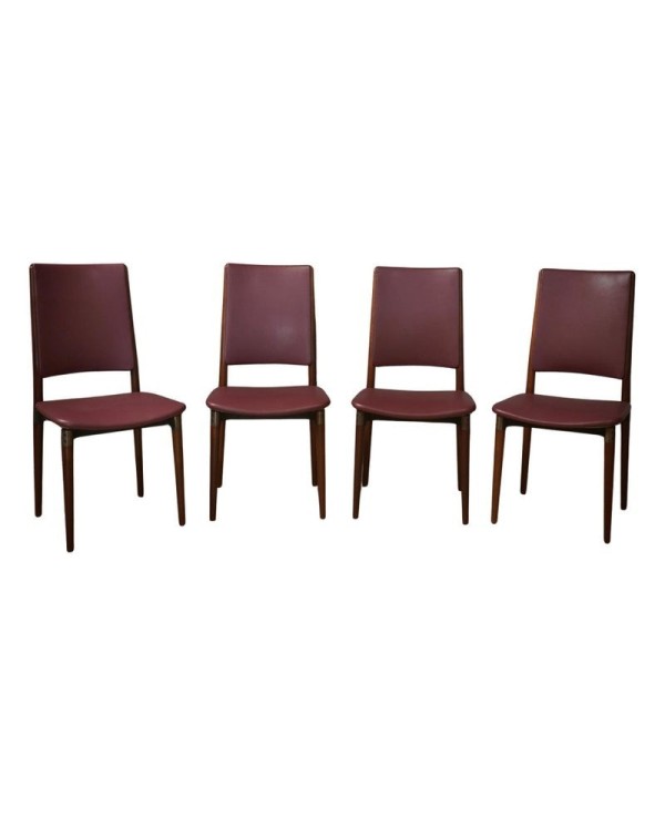 Osvaldo Borsani for Tecno Wood and Leather Chairs, 1960 Osvaldo Borsani for Tecno Wood and Leather Chairs, 1960