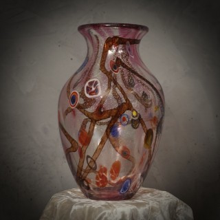 V 40 Vaso in vetro artistico con murrina di Murano, 1980