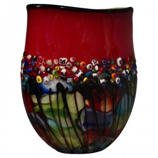 V 41 Vaso in vetro artistico con murrina di Murano, 1980