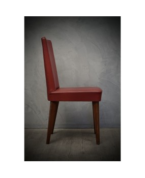 Pair of Anonima Castelli Bologna Red Leather Italian Midcentury Chair, 1960