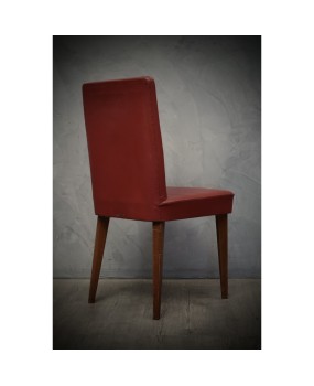 Pair of Anonima Castelli Bologna Red Leather Italian Midcentury Chair, 1960