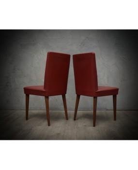 Pair of Anonima Castelli Bologna Red Leather Italian Midcentury Chair, 1960