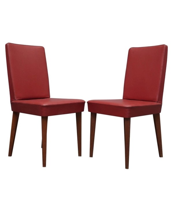 Pair of Anonima Castelli Bologna Red Leather Italian Midcentury Chair, 1960 Pair of Anonima Castelli Bologna Red Leather Italian Midcentury Chair, 1960
