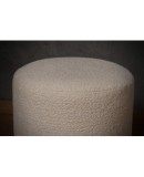 MidCentury Wood and White Bouclé Benches and Poufs, 1990 MidCentury Wood and White Bouclé Benches and Poufs, 1990