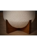 MidCentury Wood and White Bouclé Benches and Poufs, 1990 MidCentury Wood and White Bouclé Benches and Poufs, 1990