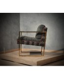 Pair of Midcentury Brass and Fabric Italian Armchairs, 1950. Pair of Midcentury Brass and Fabric Italian Armchairs, 1950.