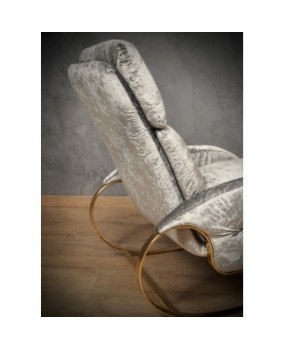 Guido Faleschini Golden Metal and Gray Velvet Arm Chair / Rocking Chair, 1970