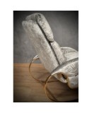 Guido Faleschini Golden Metal and Gray Velvet Arm Chair / Rocking Chair, 1970
