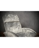 Guido Faleschini Golden Metal and Gray Velvet Arm Chair / Rocking Chair, 1970