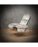 Guido Faleschini Golden Metal and Gray Velvet Arm Chair / Rocking Chair, 1970