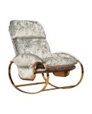 Guido Faleschini Golden Metal and Gray Velvet Arm Chair / Rocking Chair, 1970