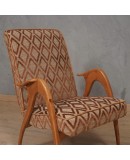 Malatesta e Mason Beech Wood and Fabric MidCentury ArmChairs, 1950 Malatesta e Mason Beech Wood and Fabric MidCentury ArmChairs, 1950