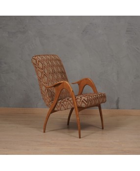 Malatesta e Mason Beech Wood and Fabric MidCentury ArmChairs, 1950