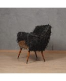 Nino Zoncada Prod. Cassina Fabric Wood and Brass Mid-Century Arm Chair, 1960