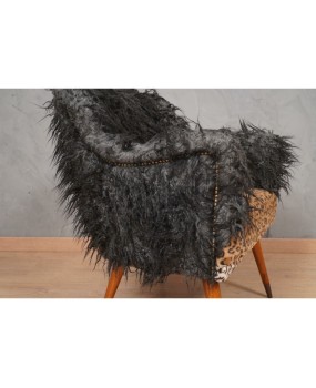Nino Zoncada Prod. Cassina Fabric Wood and Brass Mid-Century Arm Chair, 1960