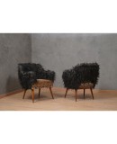 Nino Zoncada Prod. Cassina Fabric Wood and Brass Mid-Century Arm Chair, 1960