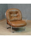 Carlo De Carli for Cinova Mod. 915 Chrome and Brown Leather Arm Chair, 1969 Carlo De Carli for Cinova Mod. 915 Chrome and Brown Leather Arm Chair, 1969