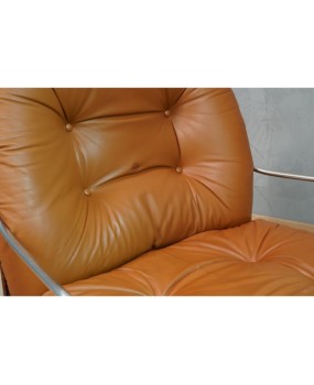 Carlo De Carli for Cinova Mod. 915 Chrome and Brown Leather Arm Chair, 1969