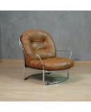 Carlo De Carli for Cinova Mod. 915 Chrome and Brown Leather Arm Chair, 1969 Carlo De Carli for Cinova Mod. 915 Chrome and Brown Leather Arm Chair, 1969