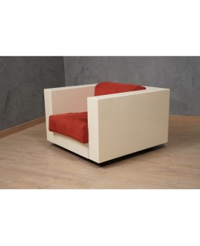 MASSIMO VIGNELLI Mod. Saratoga White and Red ArmChair, 1964