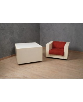 MASSIMO VIGNELLI Mod. Saratoga White and Red ArmChair, 1964