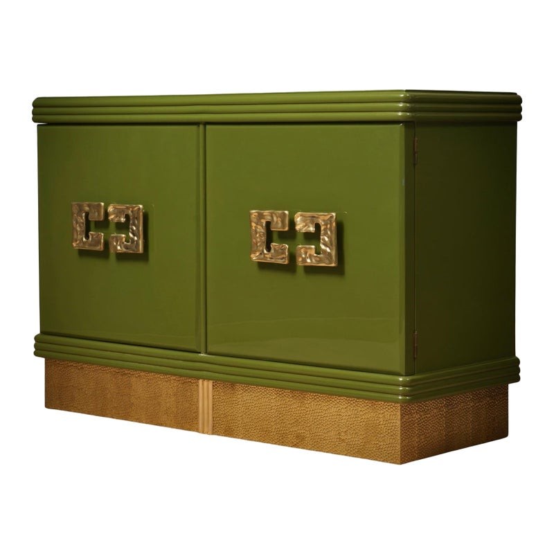 CR 211 Credenza buffet Smalto verde e ottone, 1980