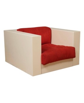 P 152 MASSIMO VIGNELLI Poltrona mod. Saratoga bianca e rossa, 1964