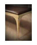 MidCentury Brass and Brown Leather Italian Benches, 1970 MidCentury Brass and Brown Leather Italian Benches, 1970