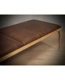 MidCentury Brass and Brown Leather Italian Benches, 1970 MidCentury Brass and Brown Leather Italian Benches, 1970