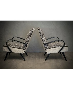 Midcentury Combined White Velvet and Beech Wood Italian Armchairs, 1950