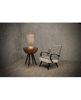 Midcentury Combined White Velvet and Beech Wood Italian Armchairs, 1950