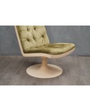 Midcentury Green Velvet Armchairs and Pouf, 1970