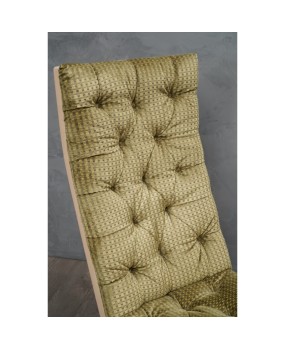 Midcentury Green Velvet Armchairs and Pouf, 1970