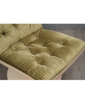 Midcentury Green Velvet Armchairs and Pouf, 1970