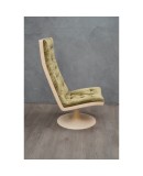 Midcentury Green Velvet Armchairs and Pouf, 1970