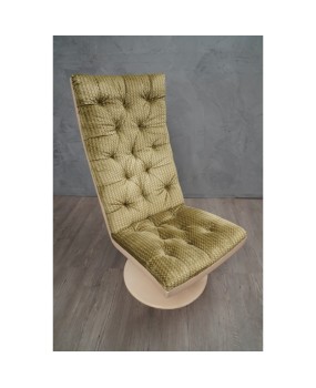 Midcentury Green Velvet Armchairs and Pouf, 1970