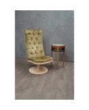 Midcentury Green Velvet Armchairs and Pouf, 1970