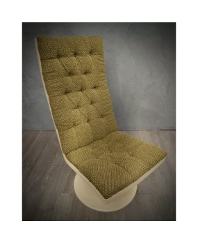 Midcentury Green Velvet Armchairs and Pouf, 1970