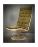 Midcentury Green Velvet Armchairs and Pouf, 1970 Midcentury Green Velvet Armchairs and Pouf, 1970
