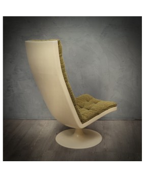 Midcentury Green Velvet Armchairs and Pouf, 1970
