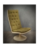 Midcentury Green Velvet Armchairs and Pouf, 1970 Midcentury Green Velvet Armchairs and Pouf, 1970