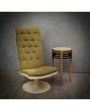 Midcentury Green Velvet Armchairs and Pouf, 1970 Midcentury Green Velvet Armchairs and Pouf, 1970