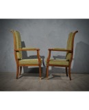 MidCentury Walnut Brass and Velvet ArmChairs, 1950 MidCentury Walnut Brass and Velvet ArmChairs, 1950