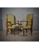 MidCentury Walnut Brass and Velvet ArmChairs, 1950 MidCentury Walnut Brass and Velvet ArmChairs, 1950