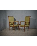 MidCentury Walnut Brass and Velvet ArmChairs, 1950 MidCentury Walnut Brass and Velvet ArmChairs, 1950