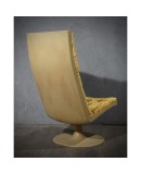 Midcentury Yellow Velvet Armchairs and Pouf, 1970 Midcentury Yellow Velvet Armchairs and Pouf, 1970