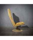 Midcentury Yellow Velvet Armchairs and Pouf, 1970 Midcentury Yellow Velvet Armchairs and Pouf, 1970
