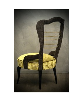 Pair of Midcentury Green Velvet and Brass Italian Chairs, 1950