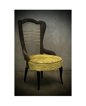 Pair of Midcentury Green Velvet and Brass Italian Chairs, 1950