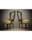 Pair of Midcentury Green Velvet and Brass Italian Chairs, 1950 Pair of Midcentury Green Velvet and Brass Italian Chairs, 1950